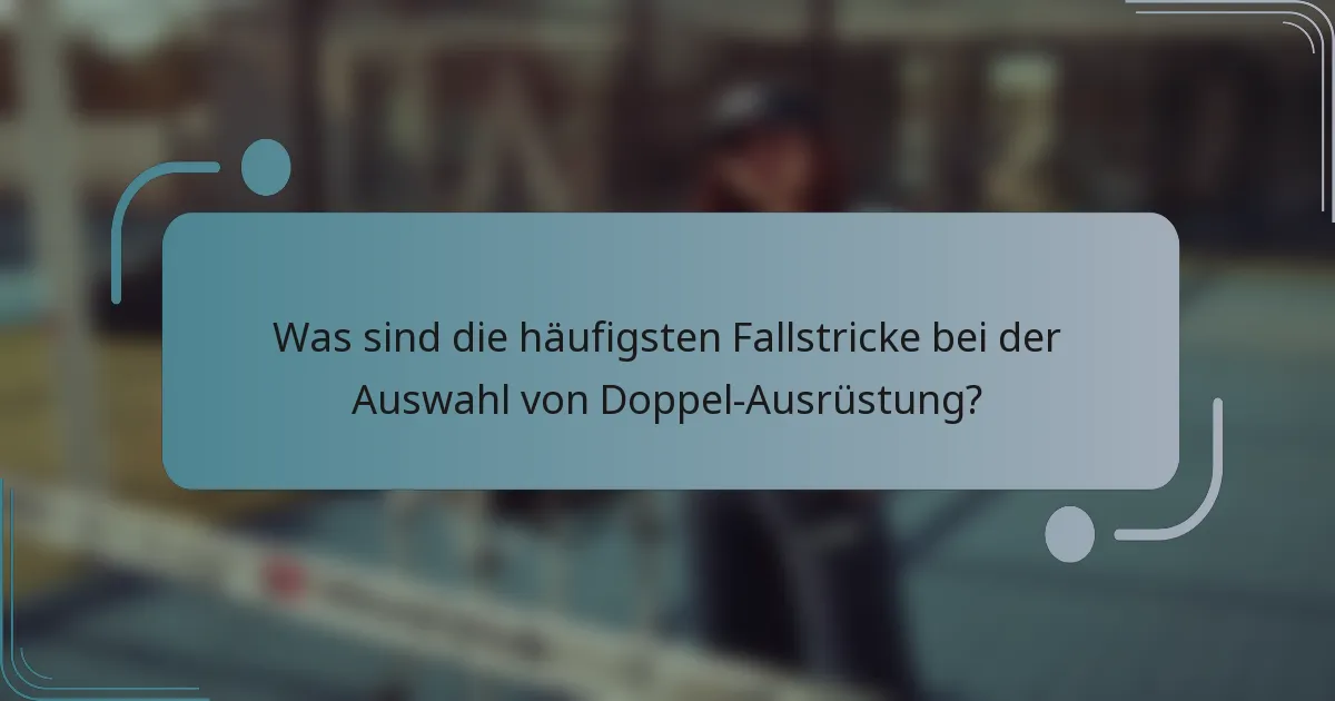 Was sind die häufigsten Fallstricke bei der Auswahl von Doppel-Ausrüstung?