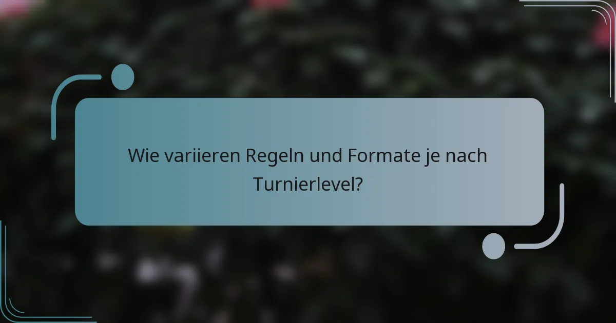 Wie variieren Regeln und Formate je nach Turnierlevel?
